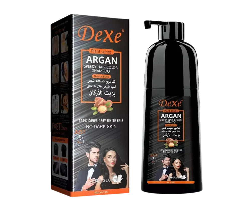 Dexe Argan Speedy Hair Colour Shampoo In Natural Black - 420ml