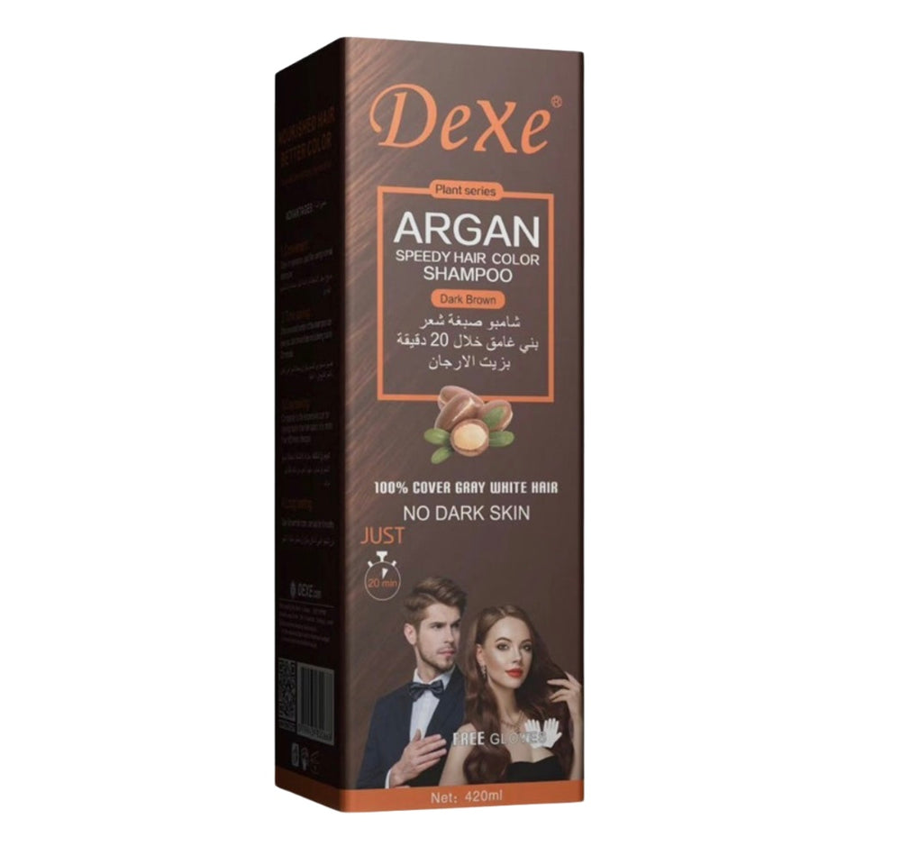 Dexe Argan Speedy Hair Colour Shampoo In Dark Brown - 420ml