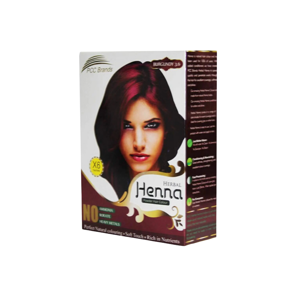 PCC Brands Herbal Henna Powder Hair Colour In Burgundy - 6 Sachets