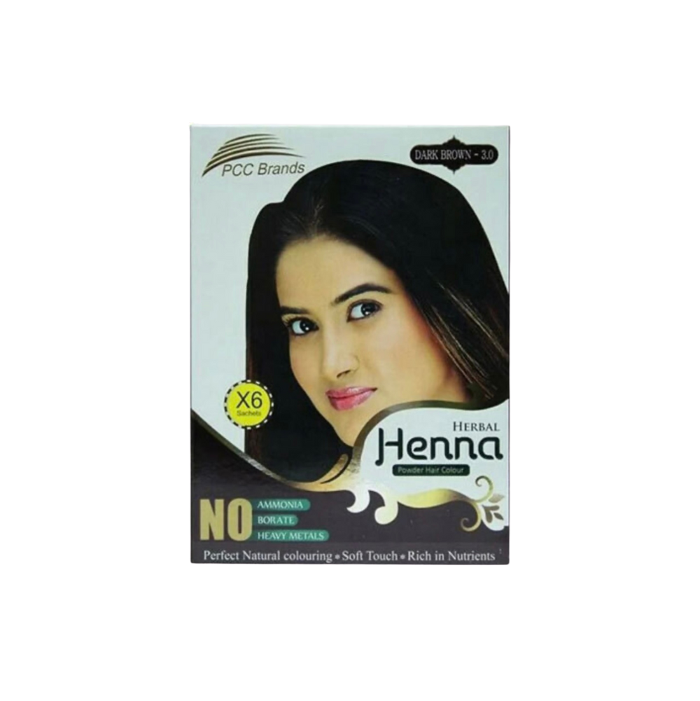 PCC Brands Herbal Henna Powder Hair Colour In Dark Brown - 6 Sachets