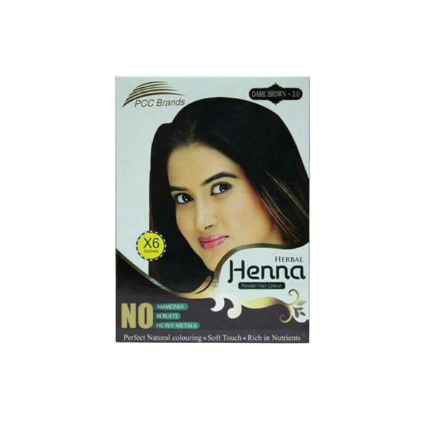 PCC Brands Herbal Henna Powder Hair Colour In Dark Brown - 6 Sachets